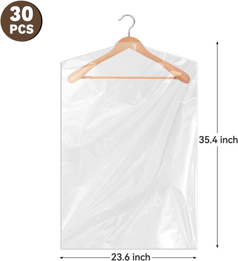 Ohuimrt 30 PCS 35.5 Inch Plastic Garment Bag, Dry Cleaner Bags Laundry Bags, Clear Hanging Clothing Covers for Coat Suit Shirt Jacket Skirt - Image 2